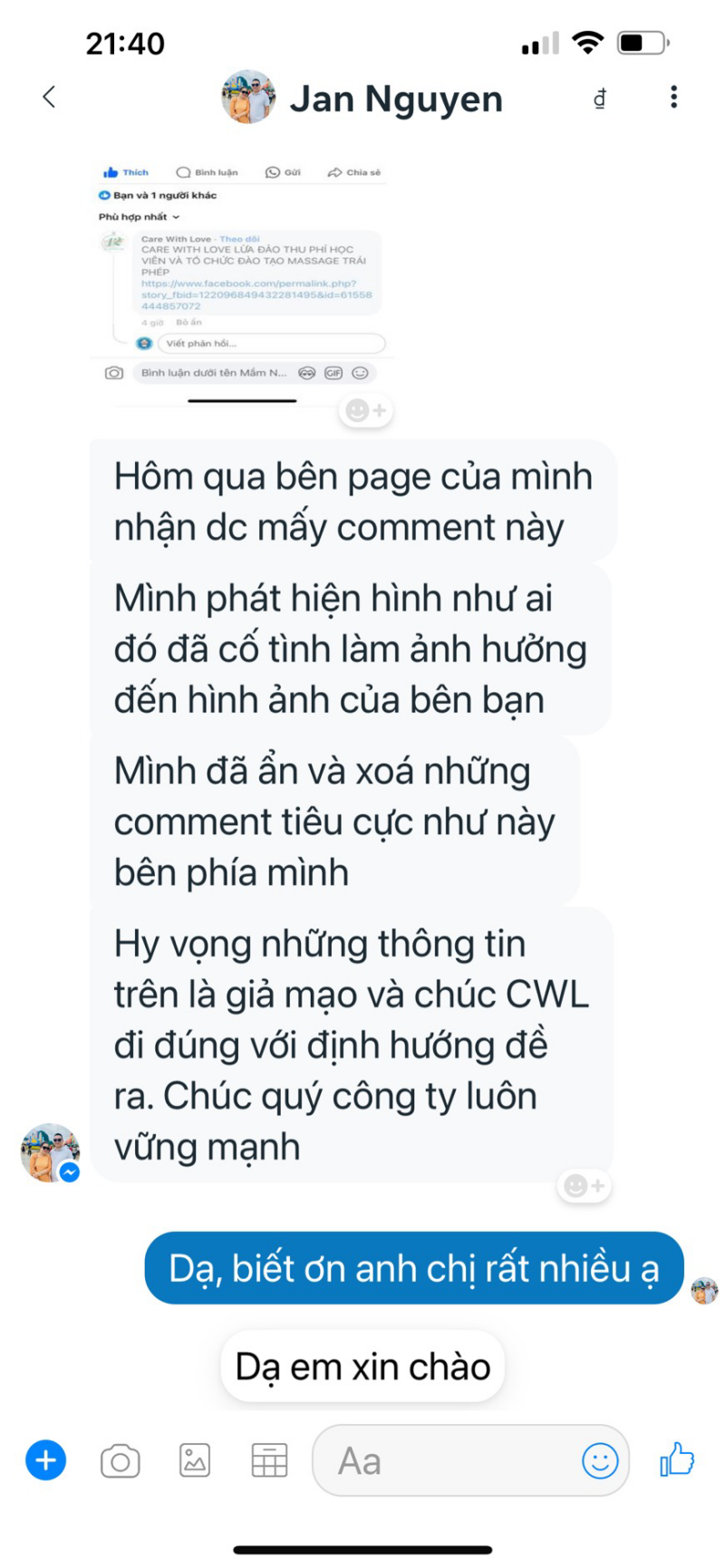 Khách hàng của CWL phản hồi sau khi nhận được tố cáo lừa đào